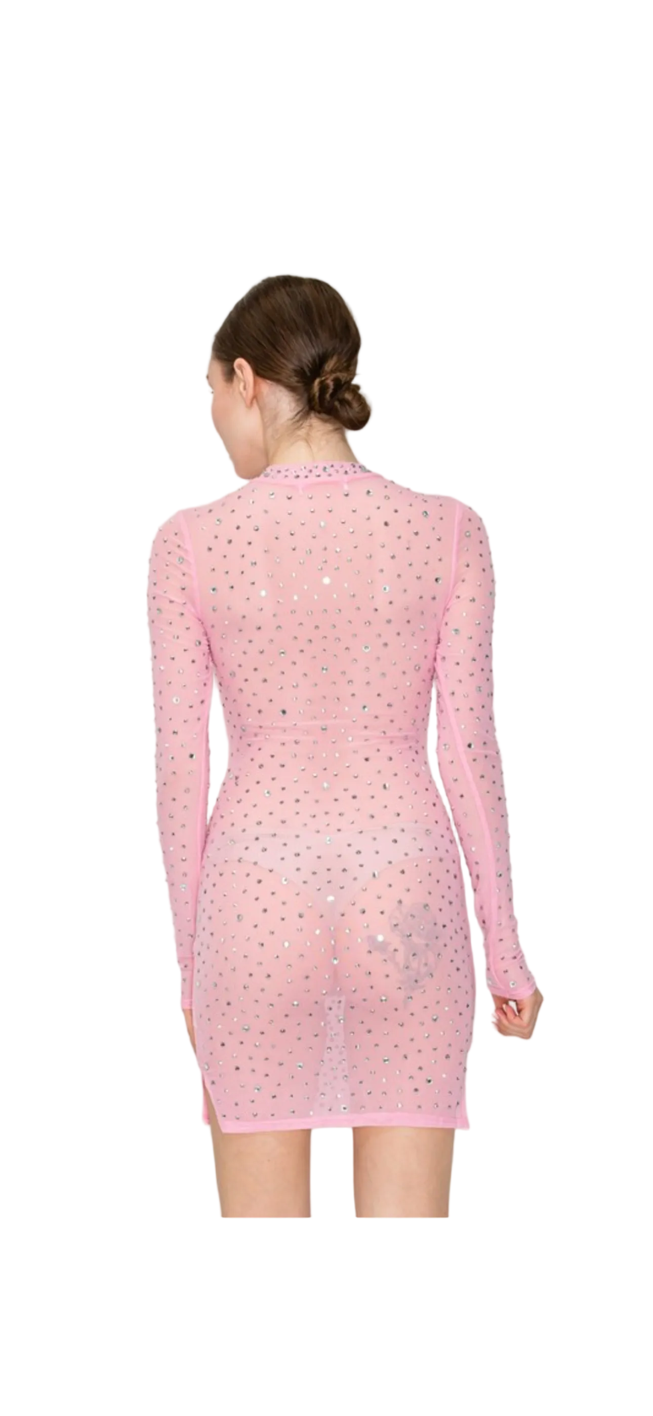 Sheer Obsession Sparkle Mini Dress Baby Pink