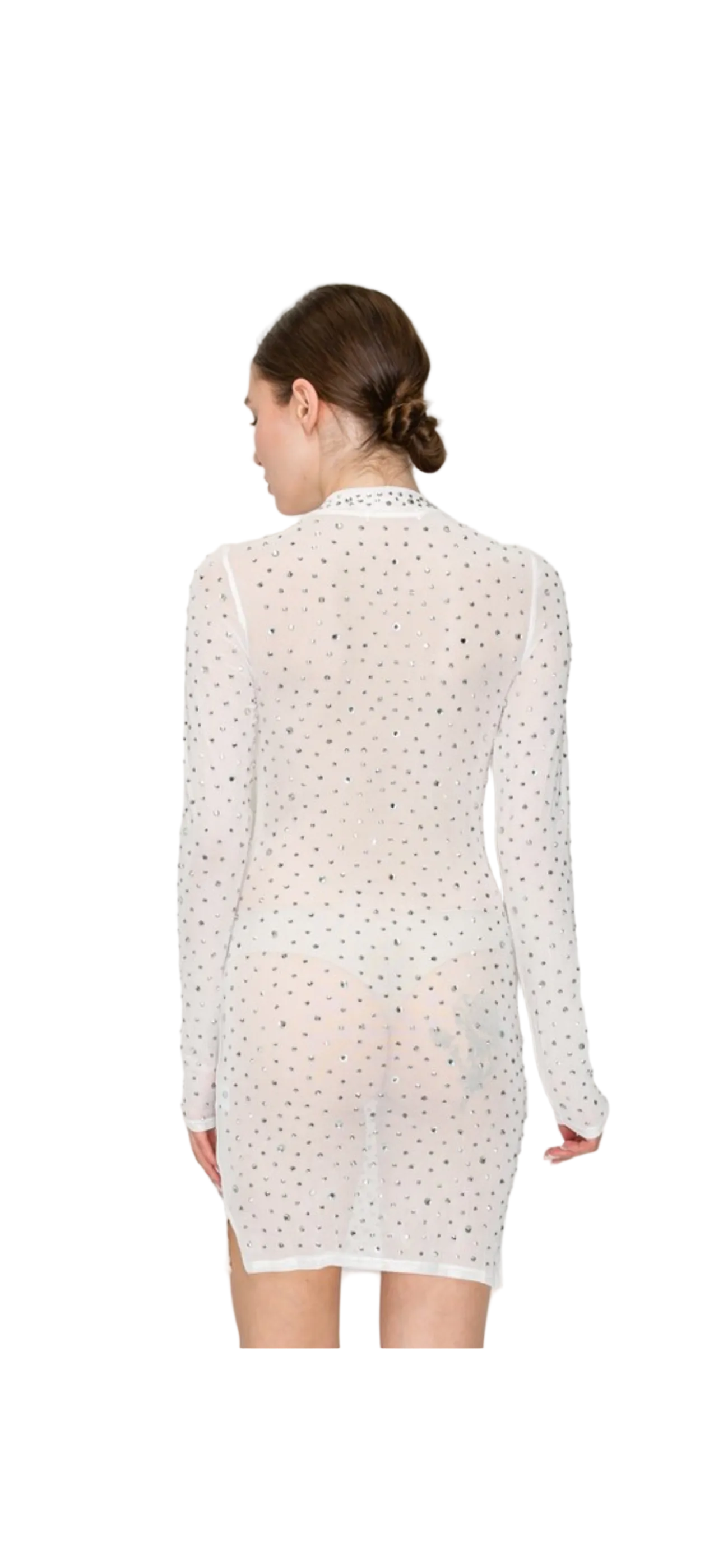 Sheer Obsession Sparkle Mini Dress Ivory