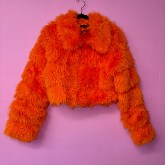 Neon Orange Faux Fur Jacket