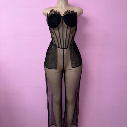 Black Tulle Mermaid Jumpsuit